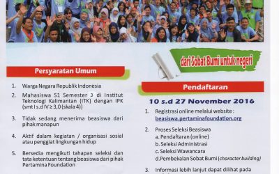 Program Beasiswa PERTAMINA Sobat Bumi