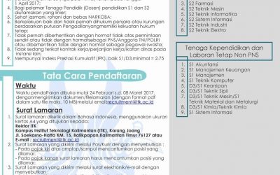 Penerimaan Pegawai Tetap Non PNS ITK Tahun 2017