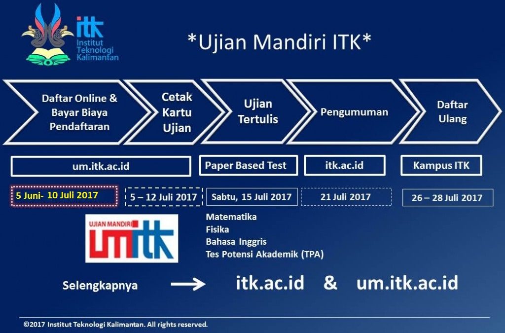 Penerimaan Jalur Mandiri ITK 2017