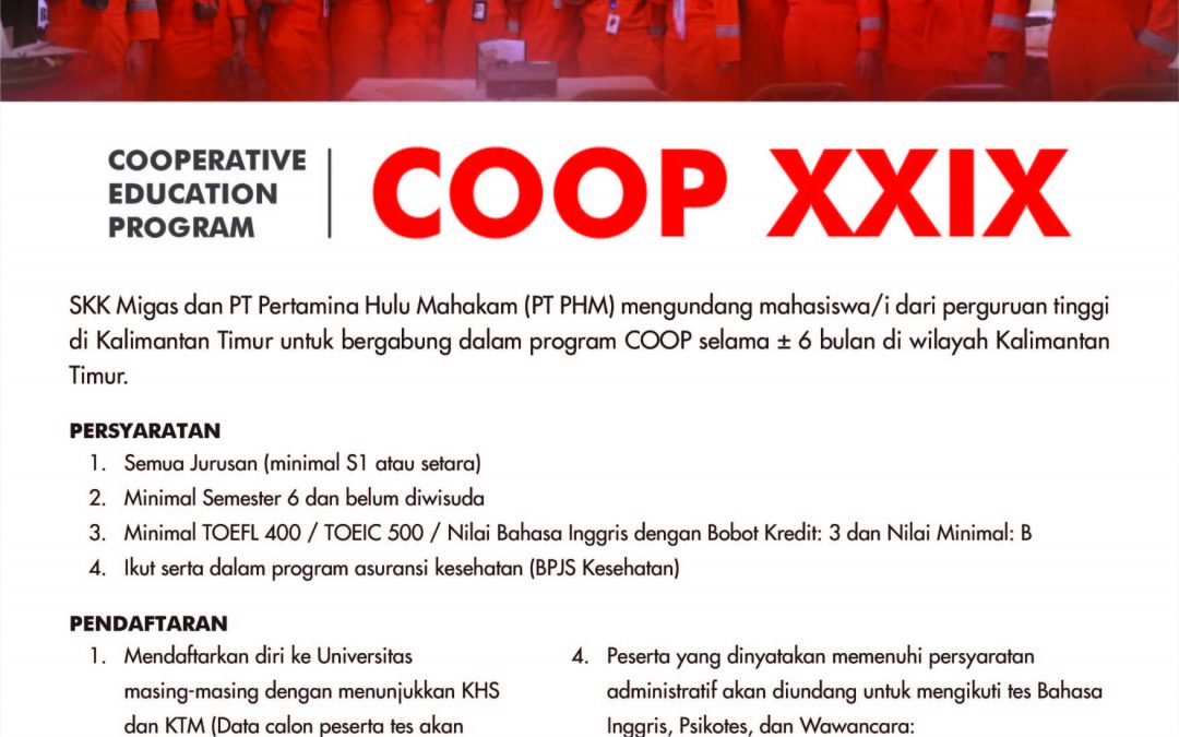 Peluang Magang di Perusahaan Migas COOP XXIX