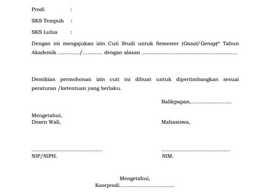 Permohonan Izin Cuti Studi