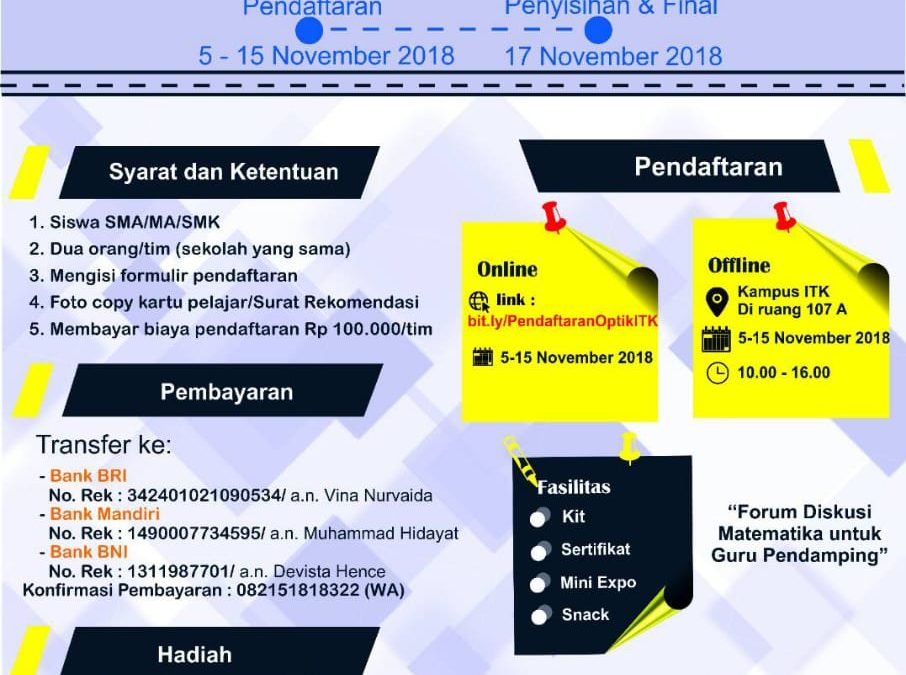 Olimpiade Matematika ITK Tingkat SMA/SMK/MA Se-Balikpapan 2018