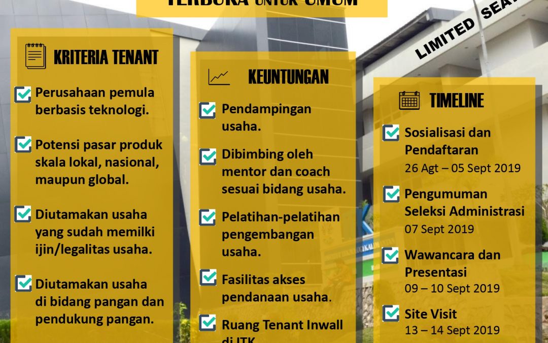 PERPANJANGAN CALL for TENANTS – IBT ITK 2019