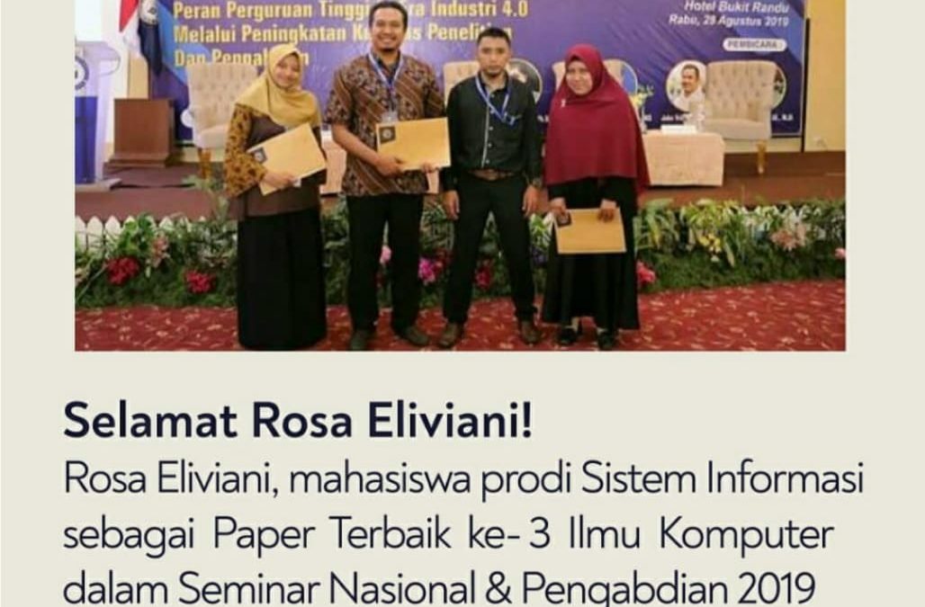 Membanggakan, Mahasiswa ITK meraih Best Paper Ke-3  Ilmu Komputer di Bandar Lampung