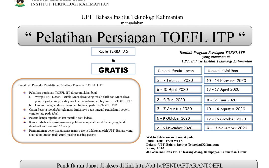 PELATIHAN PERSIAPAN TOEFL ITP