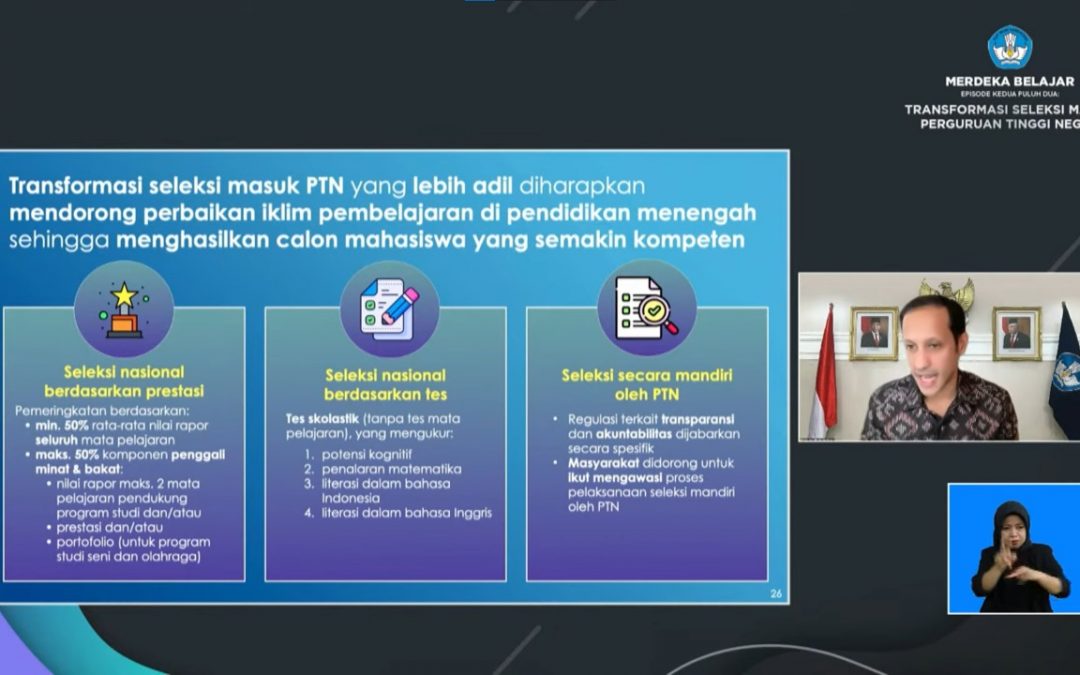 Mendikbukristek Luncurkan Transformasi Seleksi Masuk PTN Dalam Menyelaraskan Capaian Pembelajaran