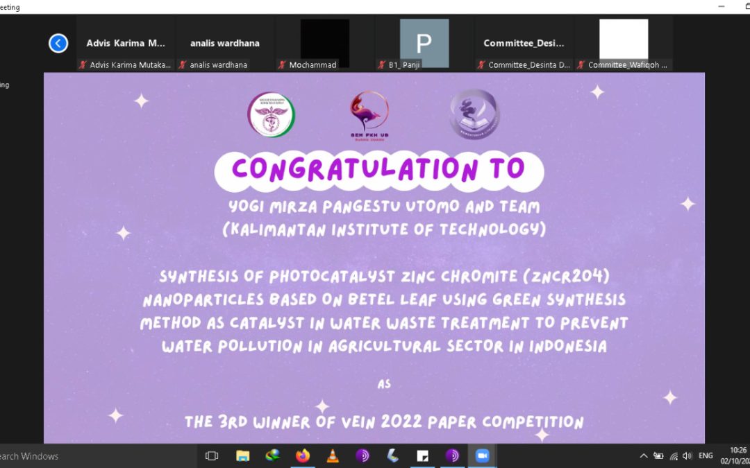 Mahasiswa ITK Olah Daun Sirih Sebagai Synthesis Of Photocatalyst Zinc Chromite (Zncr2o4) Nanoparticle Sebagai Katalis Dalam Pengolahan Limbah